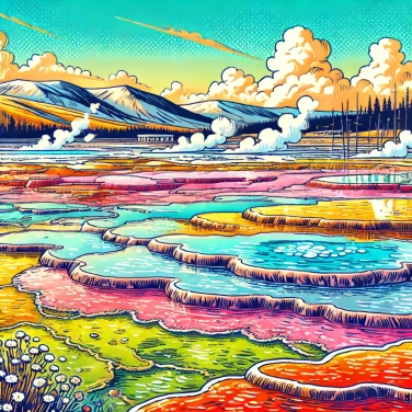 Explica por qué las fuentes termales de Yellowstone tienen diferentes colores.